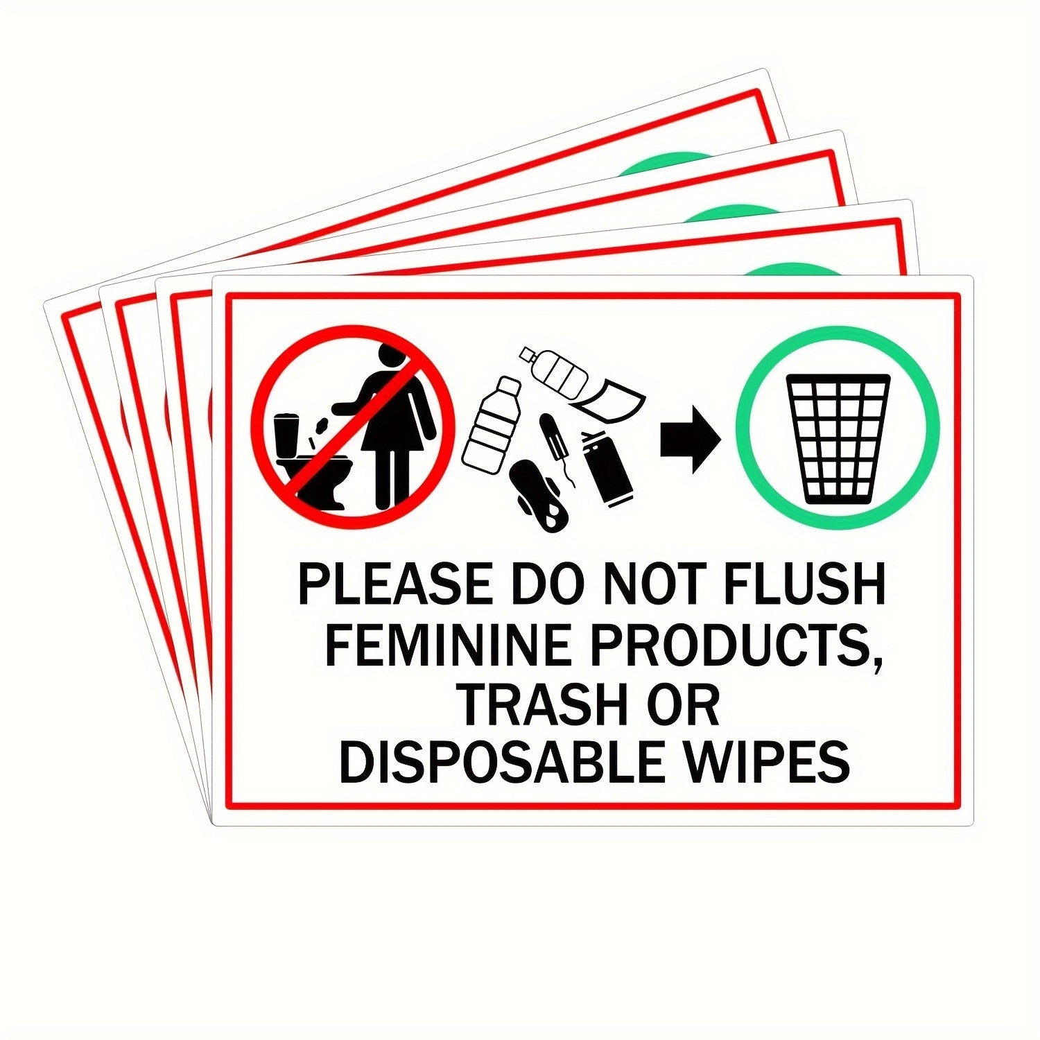4pcs Women's Supplies Garbage Signs - Waterproof Business Stickers
