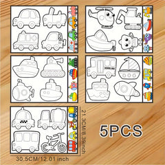 Coloring Doodle Cartoon Stickers - 5 Unique Patterns