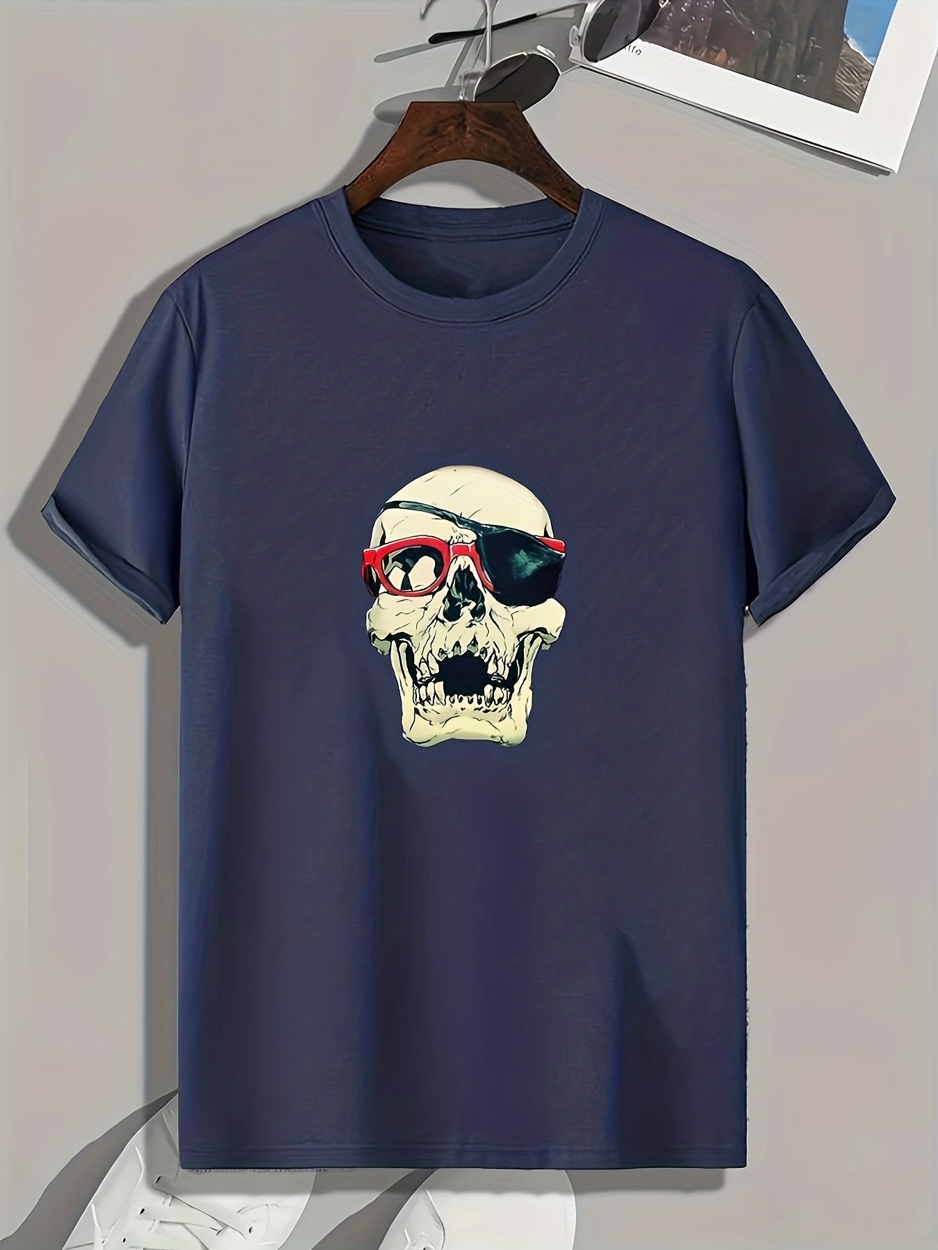 Skull Print Men's Graphic T Shirt for Summer
