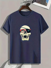 Skull Print Men's Graphic T Shirt for Summer