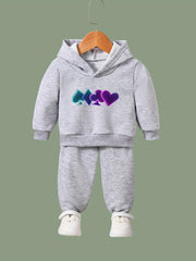 Girls 2pc Cartoon Hooded Sweatshirt & Sweatpants Set Kids Clothes For Girls