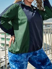 Colorblock Long Sleeve High Zip Collar Sports Top