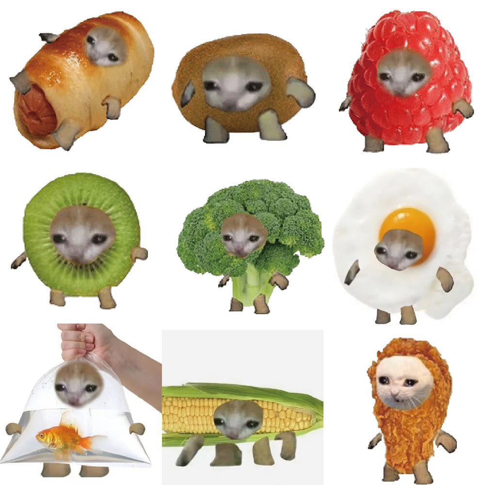 69 Cat Head Food Waterproof Stickers Laptop Luggage Helmet Skateboard