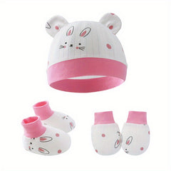 Cute Cartoon Ears Hat Mittens & Socks Set for Baby