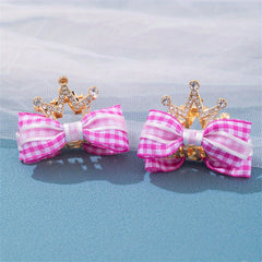 Kids Double-sided Bow Crown Hair Clip Rhinestone Grab Clip