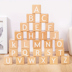Wooden Alphabet Blocks Educational Toy for Learning ABCs Sensory Play