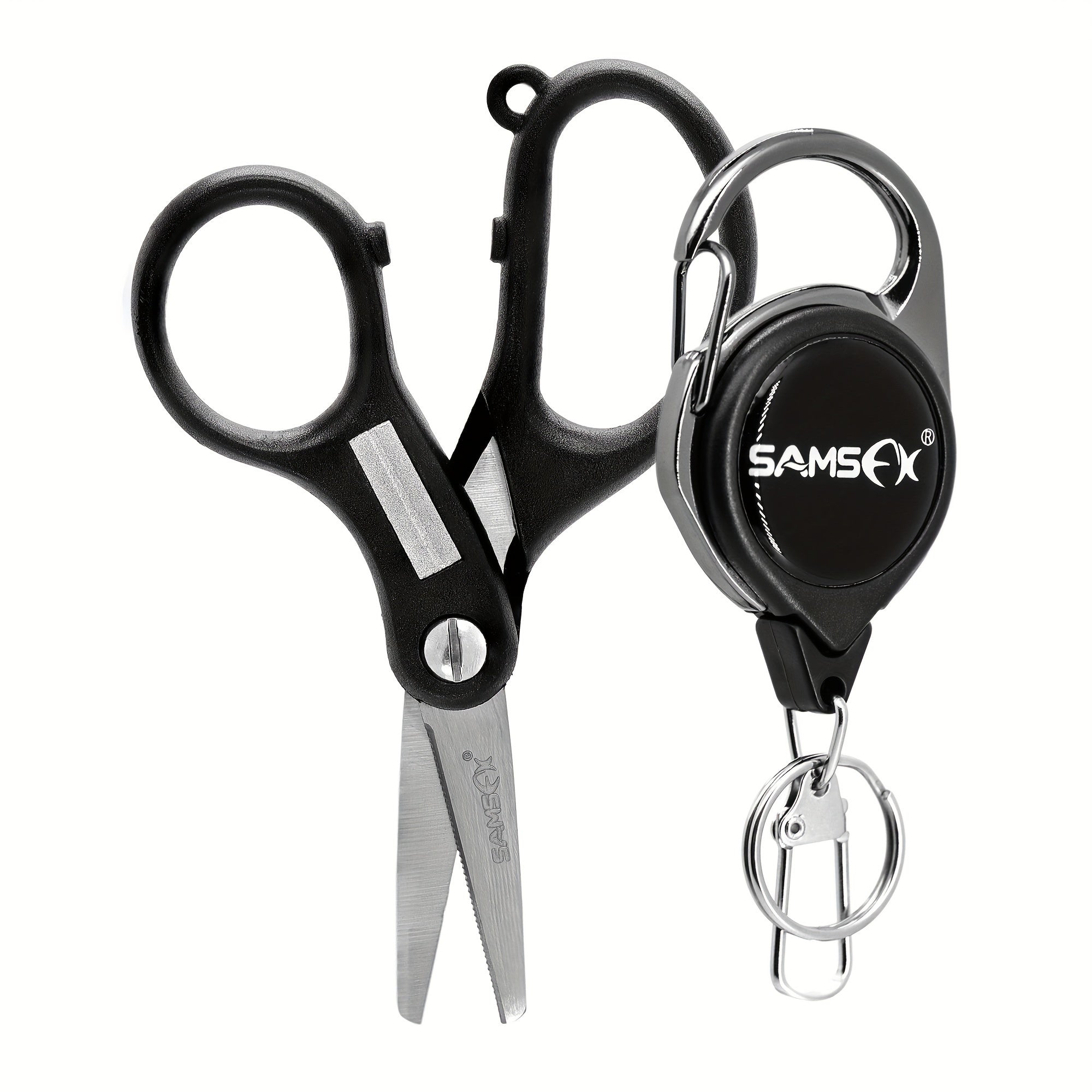 SAMSFX Retractable Lanyard Fishing Scissors with Hook Sharpeners