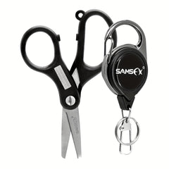 SAMSFX Retractable Lanyard Fishing Scissors with Hook Sharpeners