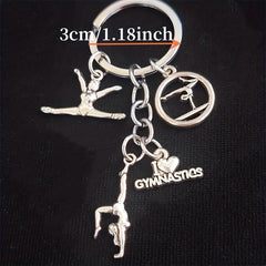 I Love Gymnastics Key Chain For Women - Gymnasts' Alloy Keychain