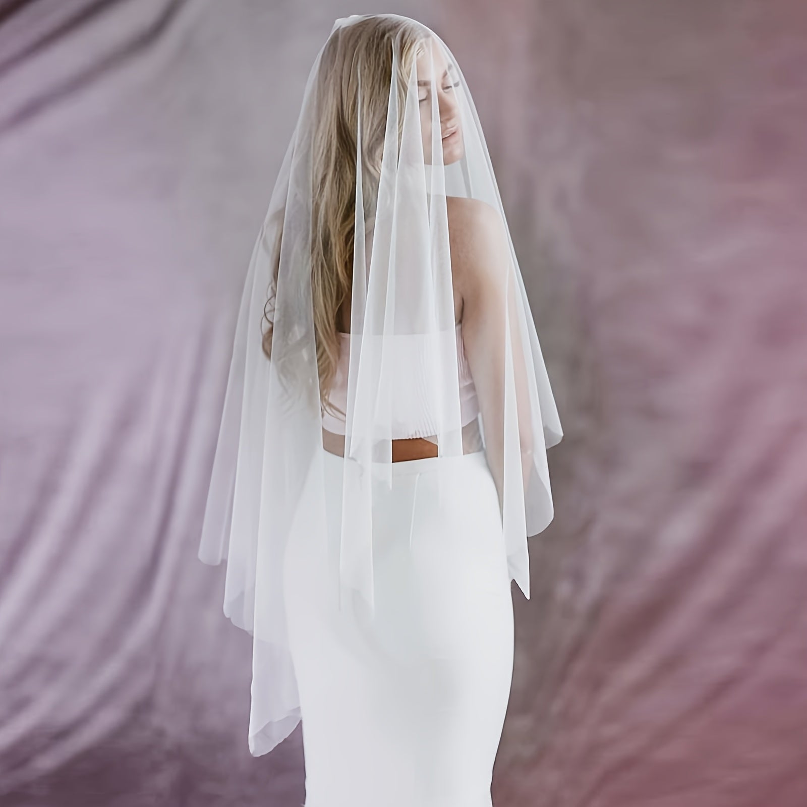 Long Double Layer Blusher Veil for Wedding Photography