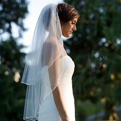 Wedding Head Veil With Comb Satin Edge Bridal Hair Accessories