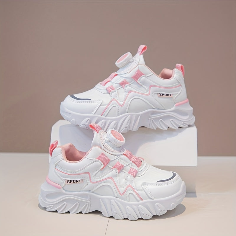 Girl's Chunky Shoes Rotating Buckle Non Slip Sneakers