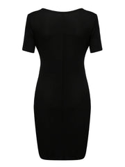 Sexy Dress Women's Plus Surplice Neck Notched Short Sleeve