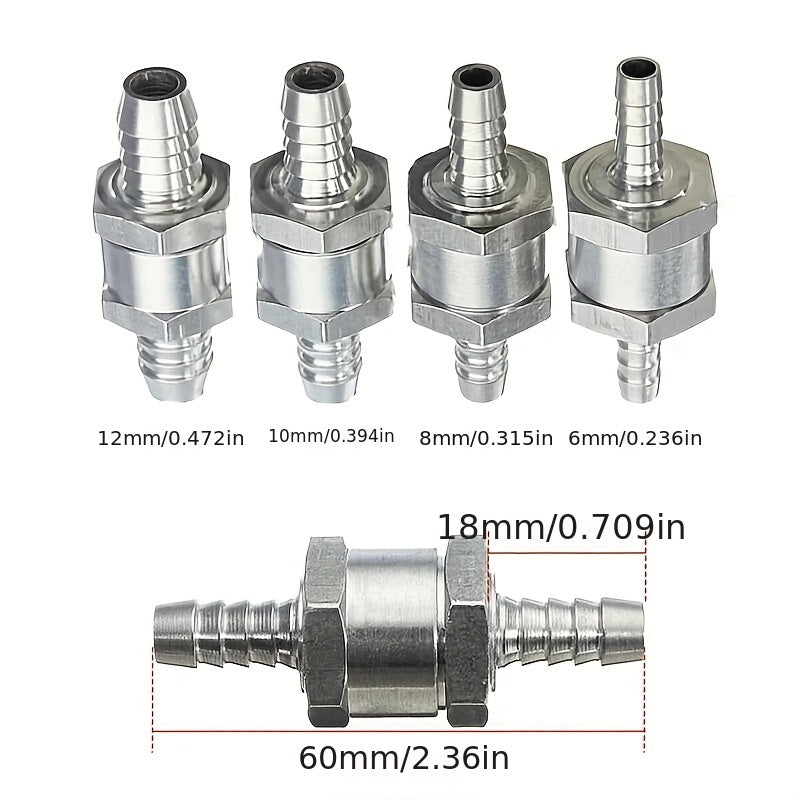 1pc 6-16mm Aluminium Alloy Fuel Non Check Valve One Way Fit Carburettor
