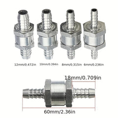 1pc 6-16mm Aluminium Alloy Fuel Non Check Valve One Way Fit Carburettor