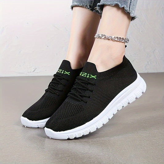 Women's Letter Knit Athletic Running Shoes Soft Sole Casual Sneakers