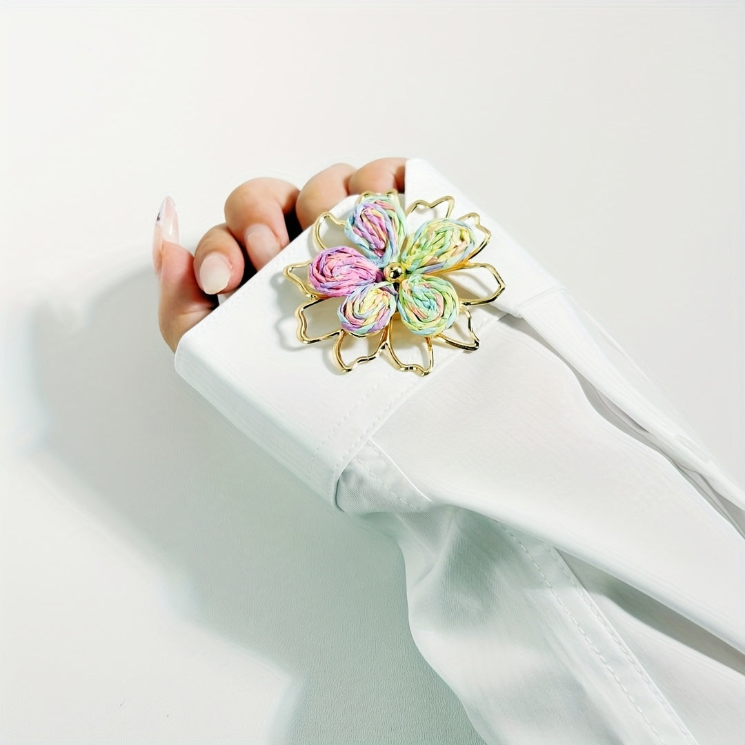 Floral & Geometric Button Covers for Women - Copper Base Shirt Accessories