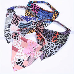 4pcs Animal Print Headband Triangle Scarf Elastic Turban Women Head Wrap