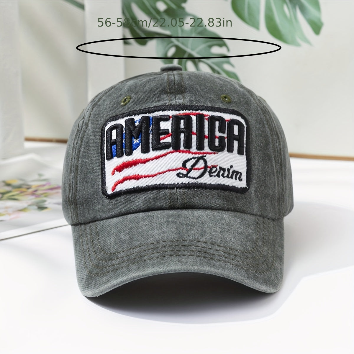 AMERICA Embroidery Baseball Cap Washed Distressed Independence Dad Hat
