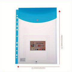 A4 11-Hole Snap File Bag, Colorful Transparent Storage Bag