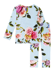 Girl's Floral Print Pajama Set Long Sleeve Top & Pants