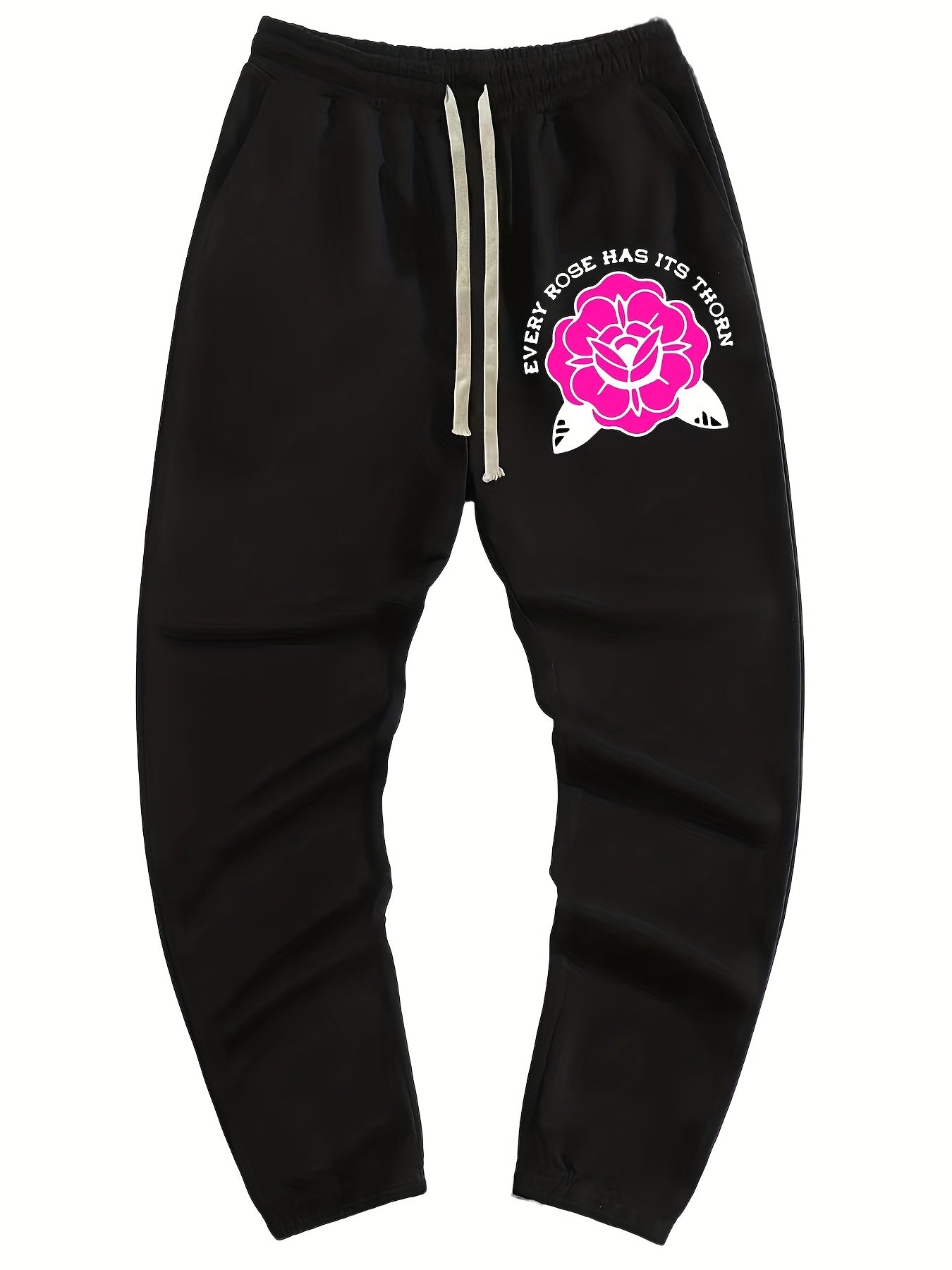 Flower Print Men's Drawstring Pocket Sweatpants Casual Jogger Pants