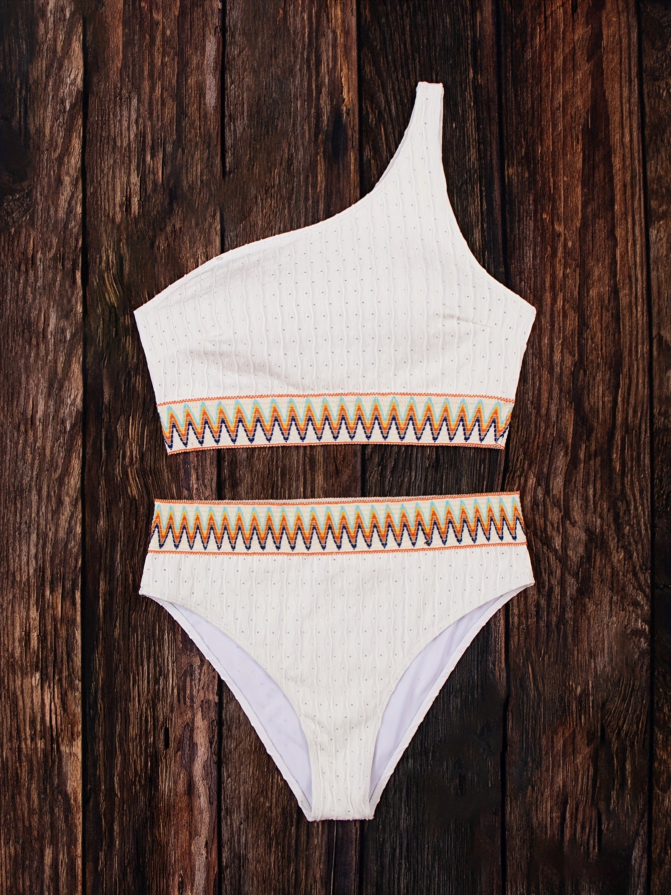 Polka Dot One Shoulder Bikini Set