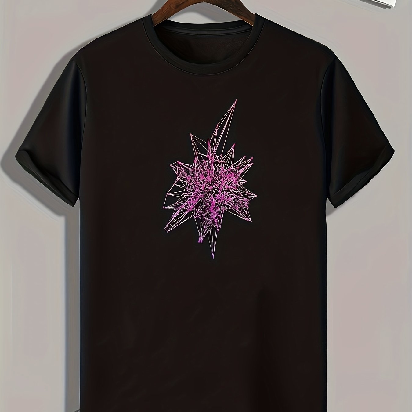 Geometric Print Men's Comfy T-shirt for Outdoor Summer