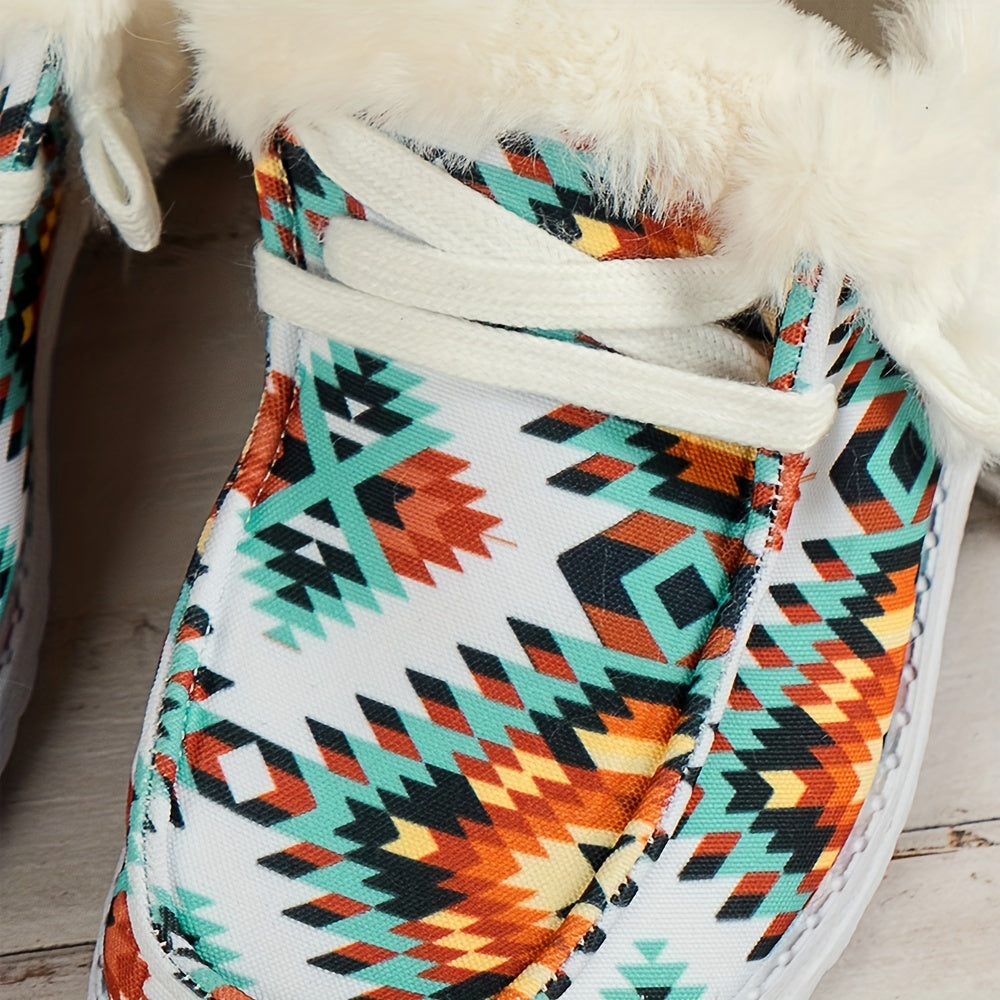 Women's Geometric Print Non-slip Sneakers Lightweight Warm Sport Shoes