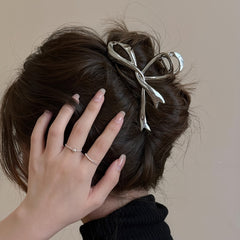 Minimalist Bow Ribbon Hair Claw Clip Non-slip Metal Hair Clip Women Girls
