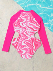 Girls Long Sleeve Swimsuit Cute Bathing Suit for Summer
