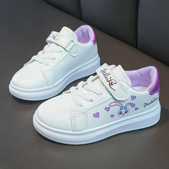 Girl's Cartoon Pattern Sneakers Hook And Loop Fastener Shoes For Kids
