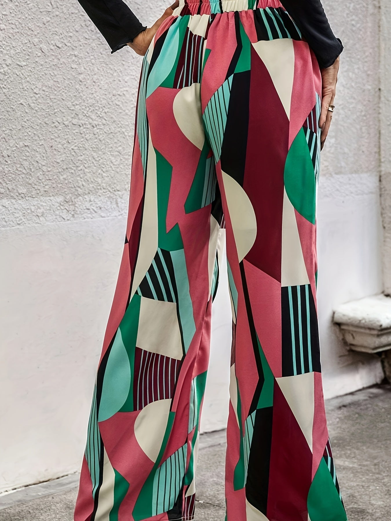 Geo Print Wide Leg Pants for Women