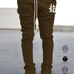 Dragon Print Comfy Bell Bottom Pants Men's Stretch Hip Hop Joggers