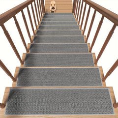 15 Non Slip Carpet Stair Treads - Rubber Backing Safety Rug - Slip Resistant