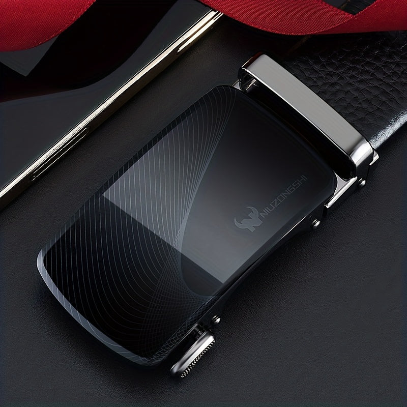 Men's Automatic Buckle Leather Belt Pants Belt
