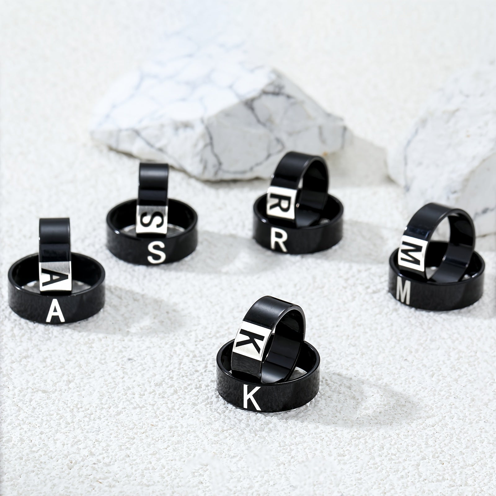 Couple Letter Rings Stainless Steel Punk Accessories Anniversary Gift