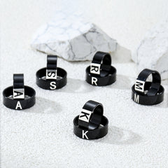 Couple Letter Rings Stainless Steel Punk Accessories Anniversary Gift