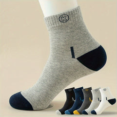 5 Pairs Men's Cotton Deodorant Sports Socks