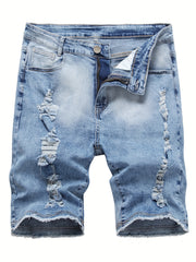 Men's Ripped Denim Shorts Street Style Distressed Denim Shorts