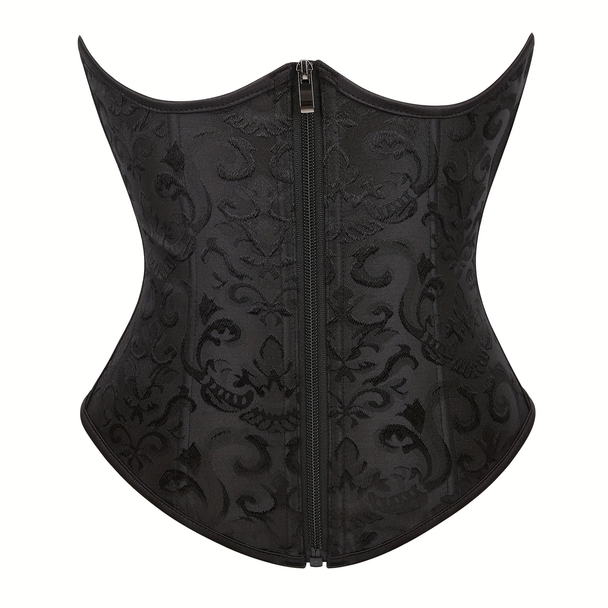 Jacquard Strapless Corset Bustier Tummy Control Lace Up Zipper Body Shaper