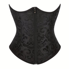 Jacquard Strapless Corset Bustier Tummy Control Lace Up Zipper Body Shaper