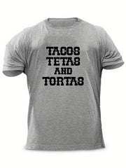 Men's Tacos Print T shirt Casual Tee for Summer Outdoor