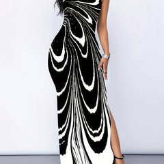 Abstract Print Tank Dress Maxi Dress Women's Clothing