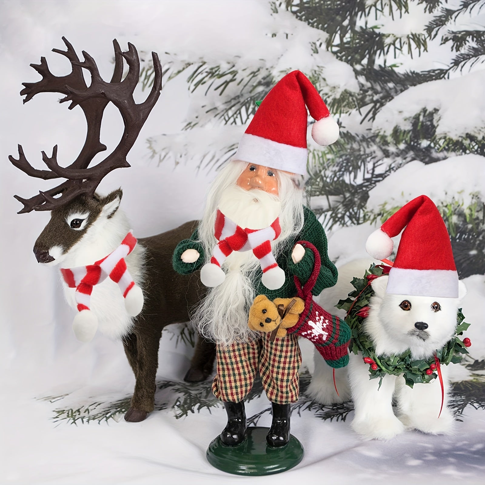 20pcs Mini Christmas Hat and Scarf Set for Wine Bottle Cover