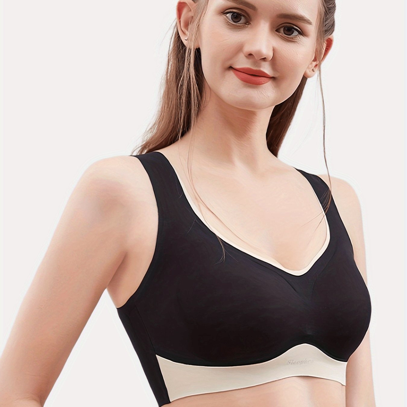 Colorblock Wireless Push Up Bra Seamless Comfort Intimates Lingerie