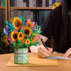 Pop Up Cards Sunflower Card 9 Inch Flower Bouquet Card Birthday Anniversary 3D