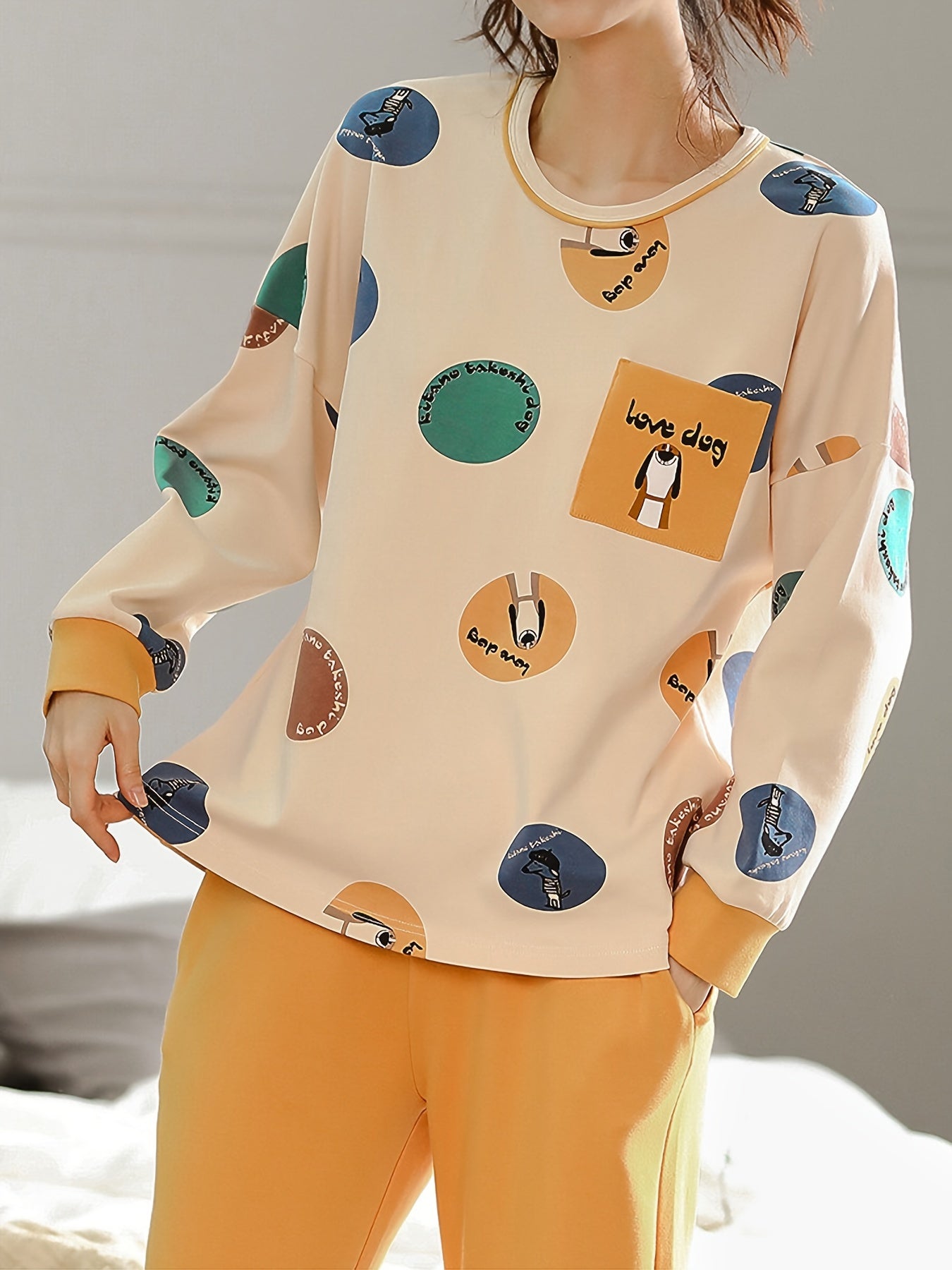 Cartoon Print Pajama Set Women's Sleepwear