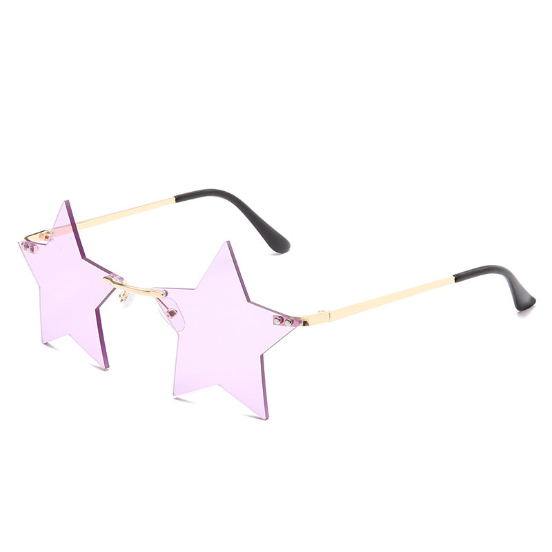 Colorful Star Sunglasses Rimless 90s Party Glasses