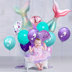 22pcs Mermaid Tail Balloons for Birthday Party Decoration